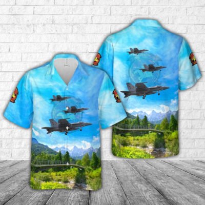 Navy Hawaiian Shirt, Us Navy Strike Fighter Squadron 87 Golden Warriors F A-18E Super Hornet Hawaiian Shirt, Navy Shirts Mens