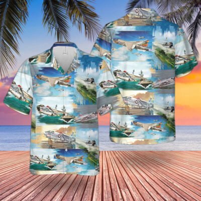 Navy Hawaiian Shirt, Us Navy Vought F-8 Crusader Hawaiian Shirt, Navy Shirts Mens