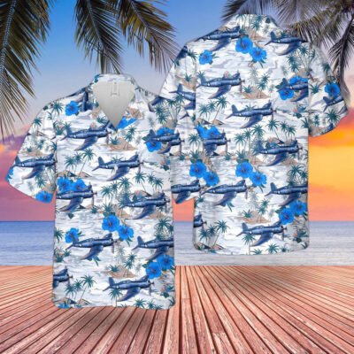 Navy Hawaiian Shirt, Us Navy Vought F4U-1 Corsair Birdcage Hawaiian Shirt, Navy Shirts Mens