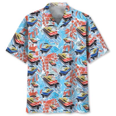 Pontoon American Flag Hawaiian Shirt, Funny Hawaiian Shirt, Usa Hawaiian Shirt, Vintage Hawaiian Shirts