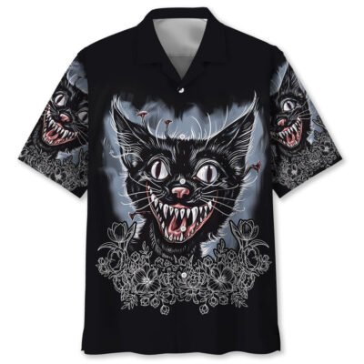 Psycho Black Cat Hawaiian Shirt, Cat Hawaiian Shirt, Funny Hawaiian Shirts