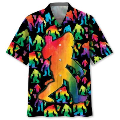 Rainbow Bigfoot Party Hawaiian Shirt, Funny Hawaiian Shirt, Cool Hawaiian Shirts, Best Hawaiian Shirts