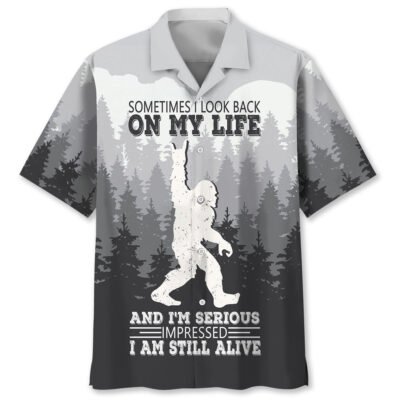 Sometimes I Look Back On My Life Funny Bigfoot Hawaiian Shirt, Funny Hawaiian Shirt, Cool Hawaiian Shirts, Best Hawaiian Shirts