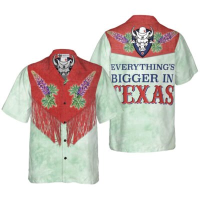 Texas Hawaiian Shirt, Bluebonnet Cowboy Texas Vintage Western Hawaiian Shirt, Summer Beach Shirt