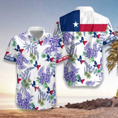 Texas Hawaiian Shirt, Bluebonnet Texas Hawaiian Shirt, Summer Beach Shirt