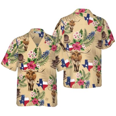 Texas Hawaiian Shirt, Insignia Bluebonnet Texas Hawaiian Shirt, Summer Beach Shirt
