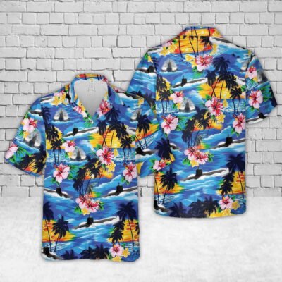 Texas Hawaiian Shirt, Navy USS Texas (SSN-775) Hawaiian Shirt, Military Hawaiian Shirt