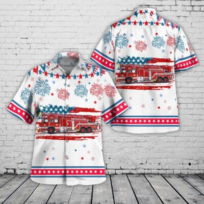Texas Hawaiian Shirt, Red Oak, Texas, Red Oak Fire Department, 4th Of July Hawaiian Shirt, Hawaiian Firefighter Shirts