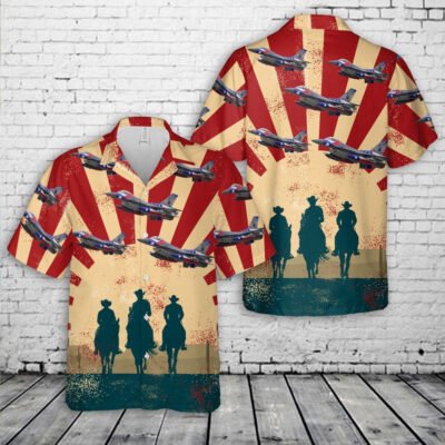 Texas Hawaiian Shirt, Texas Air National Guard 182d Fighter Squadron F-16 Fighting Falcon Hawaiian Shirt, Military Hawaiian Shirt
