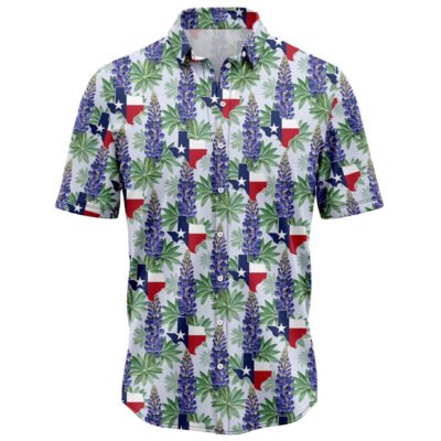Texas Hawaiian Shirt, Texas Bluebonnet Hawaiian Shirt, Summer Beach Shirt