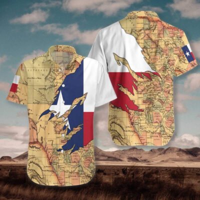 Texas Hawaiian Shirt, Texas Flag And Map Hawaiian Shirt, Summer Beach Shirt