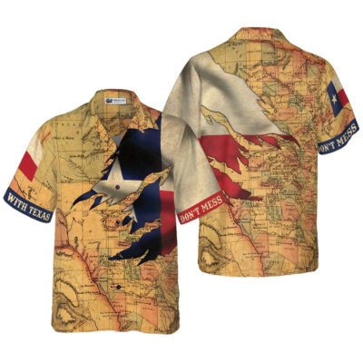 Texas Hawaiian Shirt, Texas Flag and Map Vintage Texas Hawaiian Shirts, Summer Beach Shirt