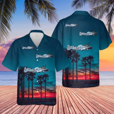 Texas Hawaiian Shirt, US Air Force Texas Air National Guard 111th Fighter Squadron North American F51D Mustang Hawaiian Shirt, Military Hawaiian Shirt