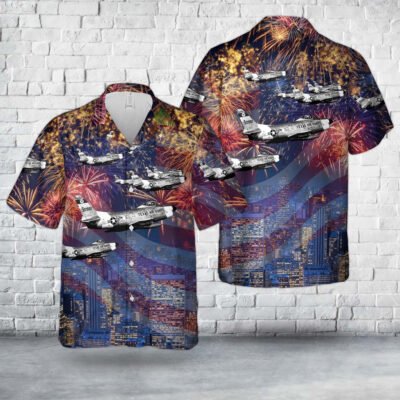 Texas Hawaiian Shirt, US Air Force Texas Air National Guard 182d Fighter-Interceptor Squadron F-86L Interceptors, Military Hawaiian Shirt
