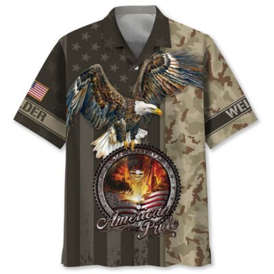 Welder American Pride Hawaiian Shirt, Funny Hawaiian Shirt, Usa Hawaiian Shirt, Vintage Hawaiian Shirts