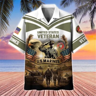 [BEST SELLERS] US MARINES VETERAN Hawaiian Shirt - GS4348